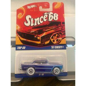 Hot Wheels 57 Chevy Since 68 Die-Cast Collectible Car Top 40 Series Blue 1:64